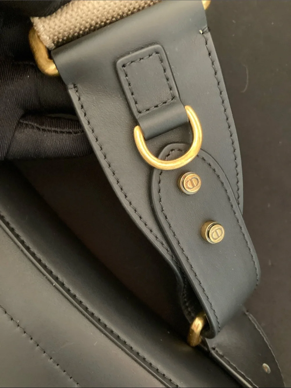 Dior Black Leather Crossbody / Shoulder Bag with Gold Hardware